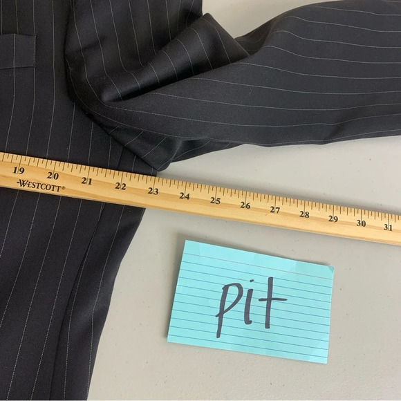 Vintage Massimo Moda Black Green Pinstriped  Rayon Blend Mens Sport Coat Size 44 - Picture 4 of 12